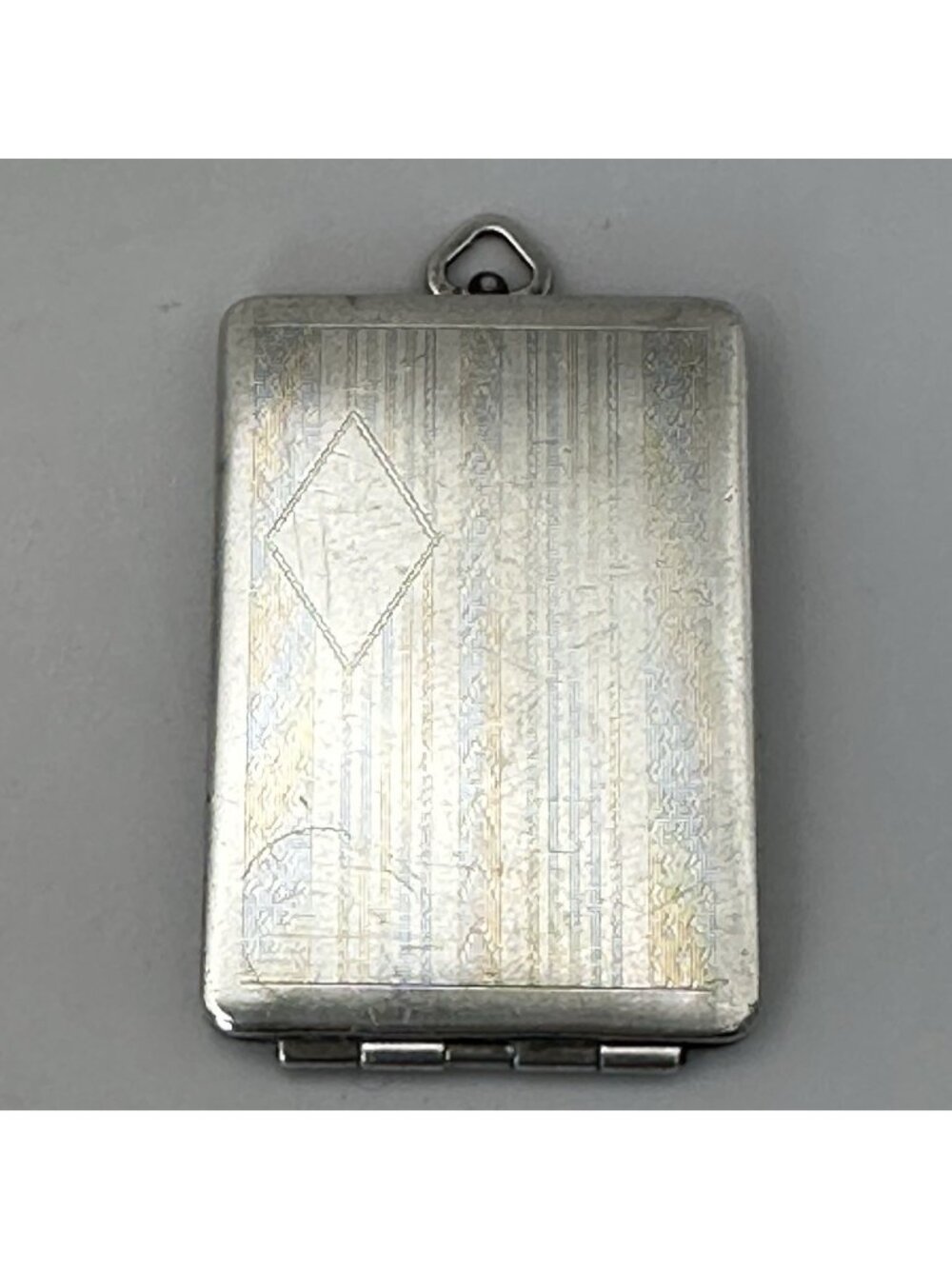 Art Deco Locket Picture Mirror Photo Etched Design NO MONO FMCo Sterling Silver